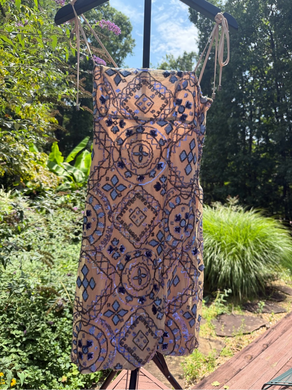 Free People Show Off Mini Dress in Nude and Lilac- Size 0